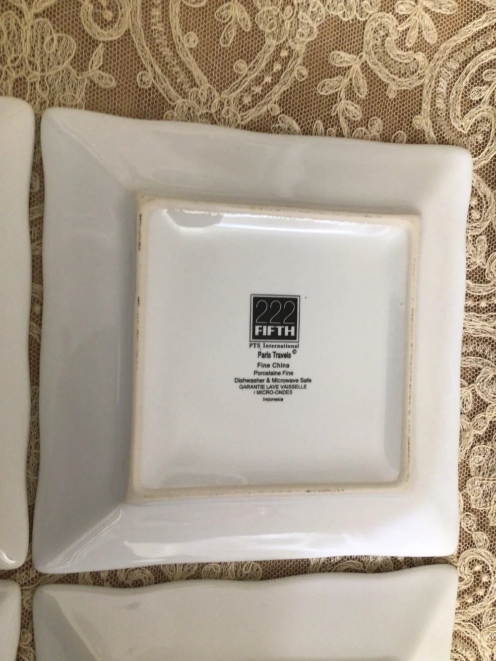 Paris Travels by 222 FIFTH (PTS) Square Appetizer Plates Set of 4